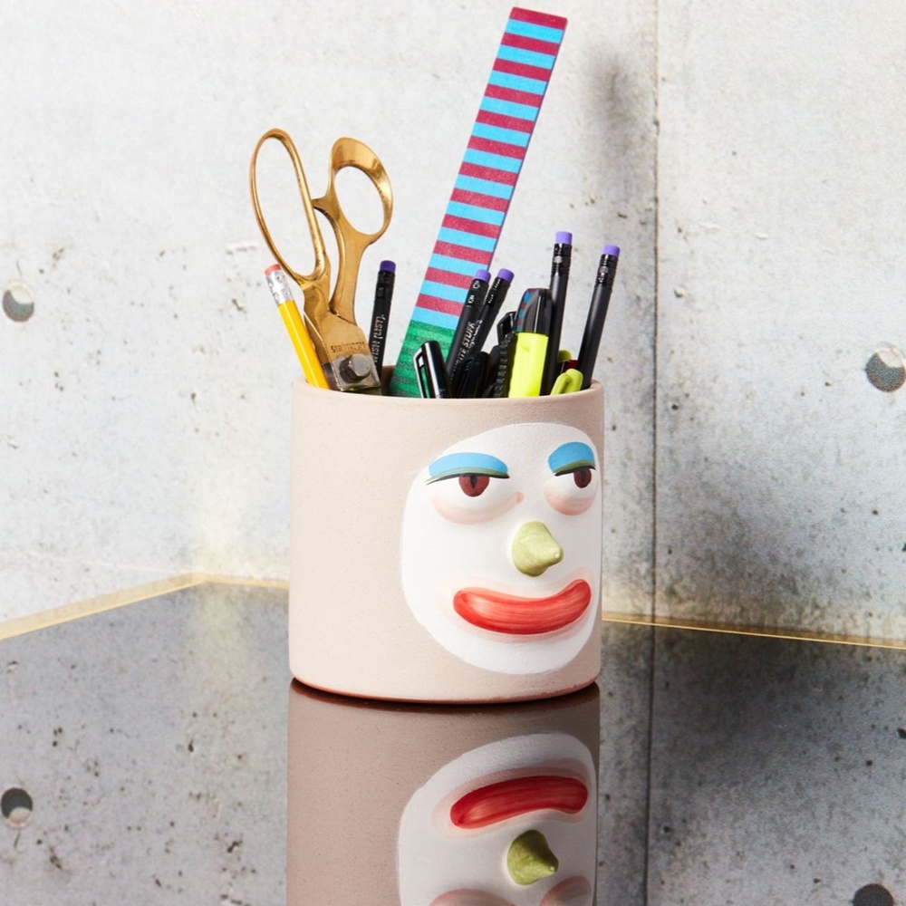 Ceramic Pot with Face painted on